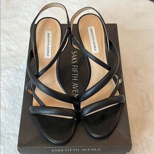 Saks Fifth Avenue Black Strappy Heels